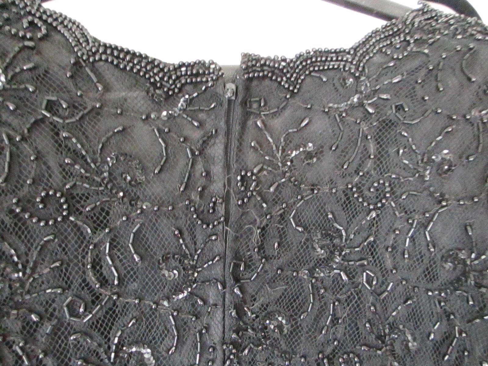 Vintage Brilliante by J.A. Black Beaded Evening Gown L short sleeve Open neck