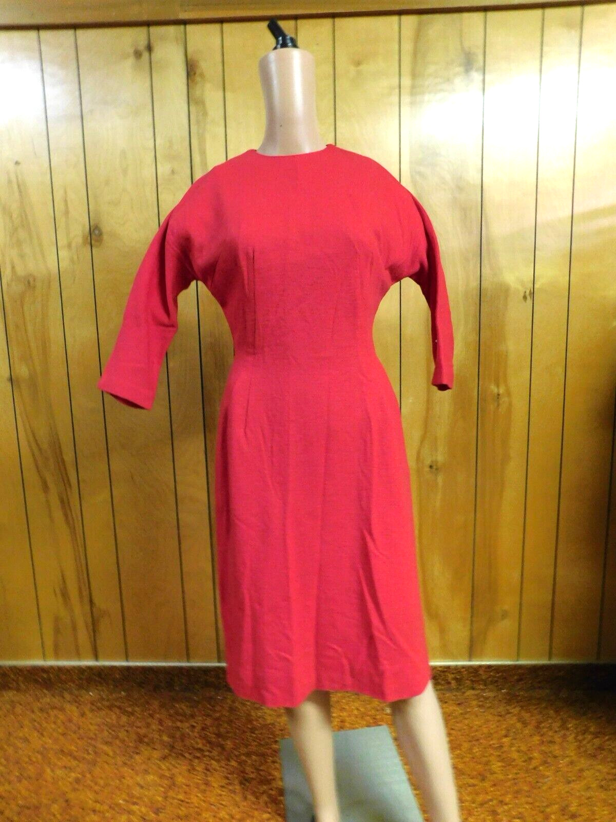 Vintage JULIE MILLER Red Jersey Dress Waist 26″*