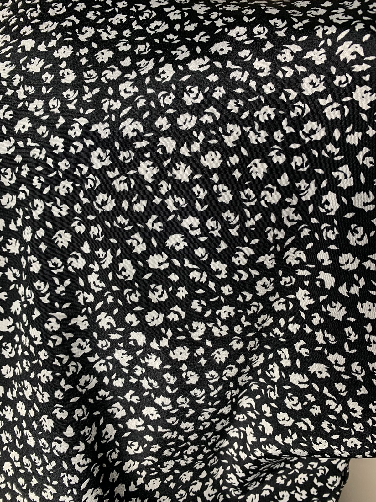 Vintage 80s Pellini Von Bramlett Black White Floral Belted MIDI Dress USA Sz 7/8