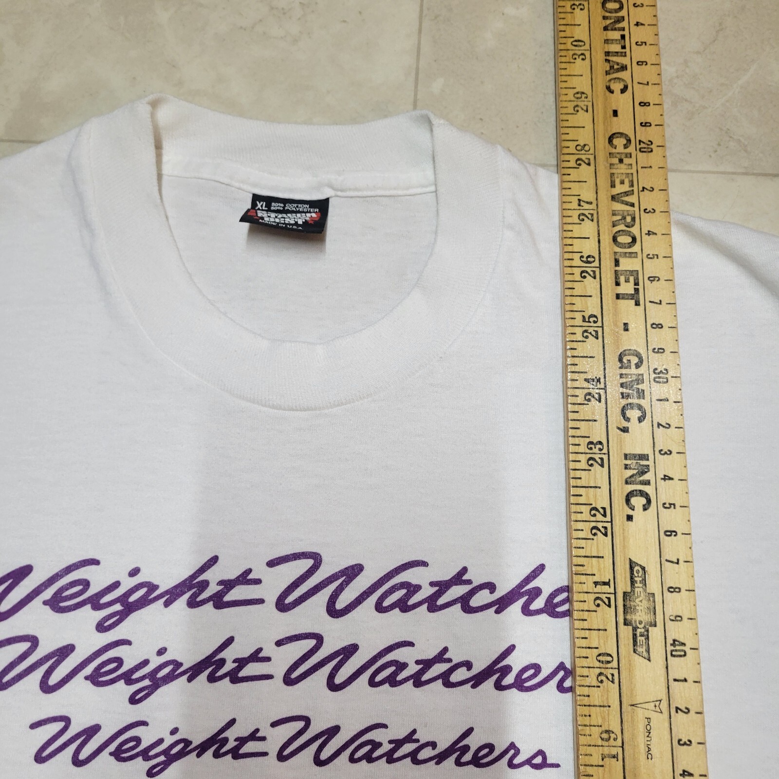 Vintage 90’s Weight Watchers T-Shirt Size XL White Purple Single Stitch Sc Stars