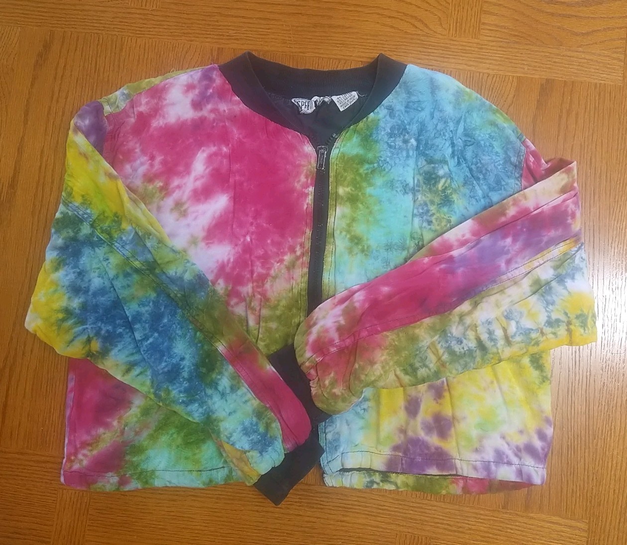 Vintage Tie-dye Cropped Jacket ~*SPEED LIMIT* SZ M *80’S/90’S* Holes in back*