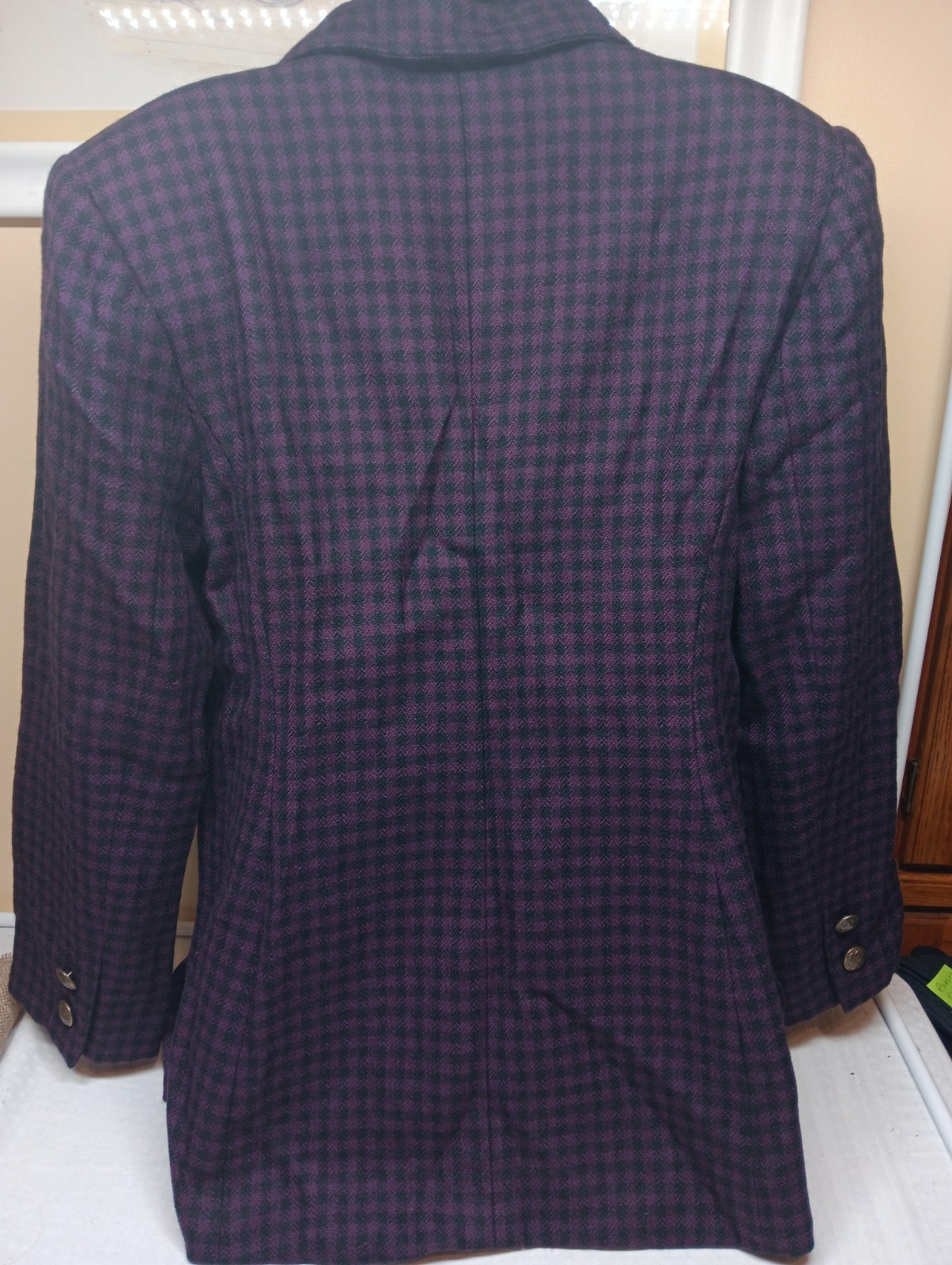 Kasper For ASL Vintage 80s Women’s Wool Gingham Blazer Jacket Size 12 Large L