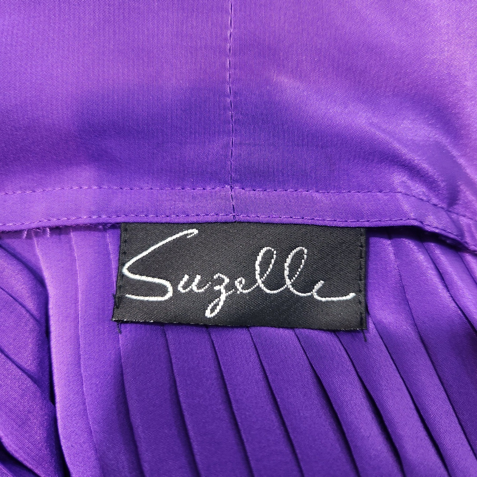 Suzelle Vintage 80s Purple Pleated Honeycomb Smocked Balloon Sleeve Blouse Med/L