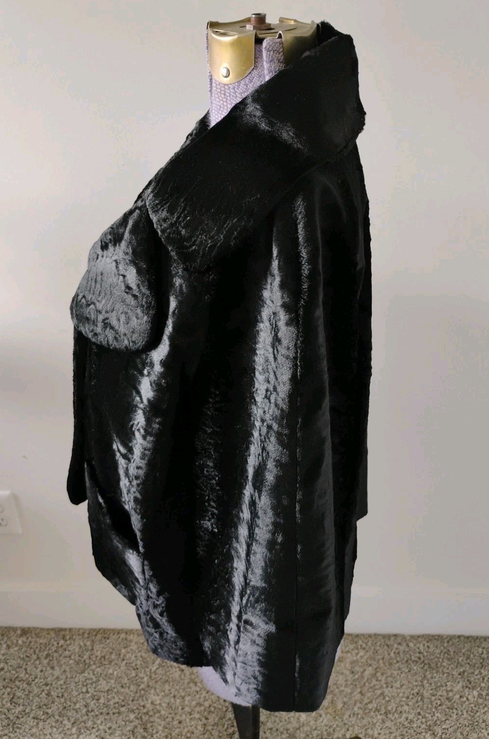 Elliott Lauren Jacket Blazer Coat Women’s Black Faux Fur MCM Mod Glam 6 USA EUC