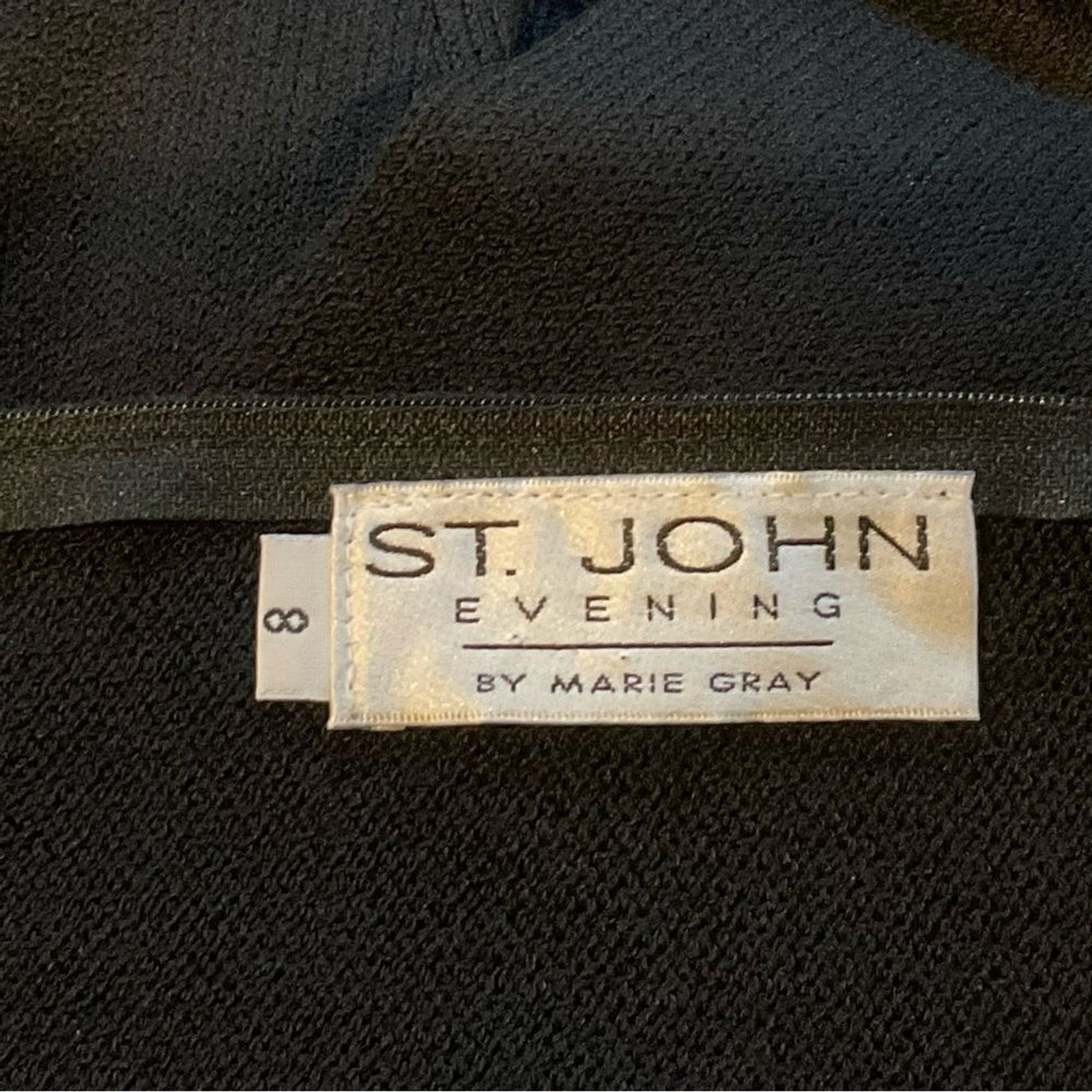 Vtg St. John Evening by Marie Gray Santana Knit Dress Sz 8 Black Jeweled Sequin