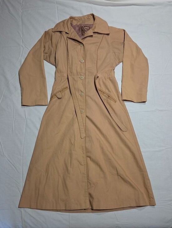 Vintage 1970s Mulberry Street Tan Trench Coat XS