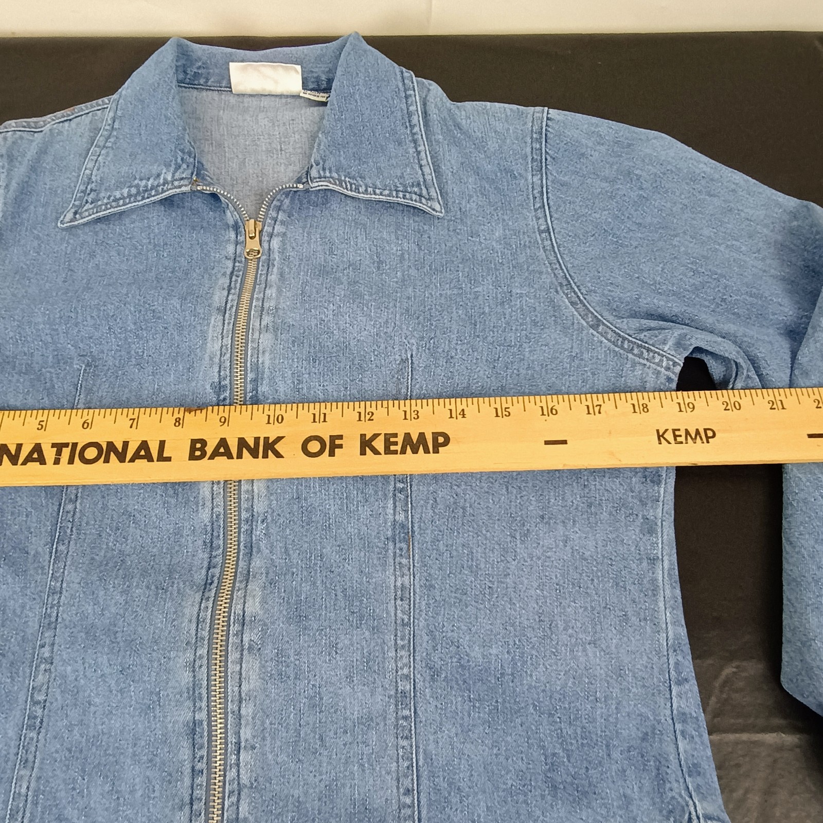 Vtg 579 Denim Zip Shirt Fitted Long Sleeve 80s 90s Y2K Street Light Wash Sz M