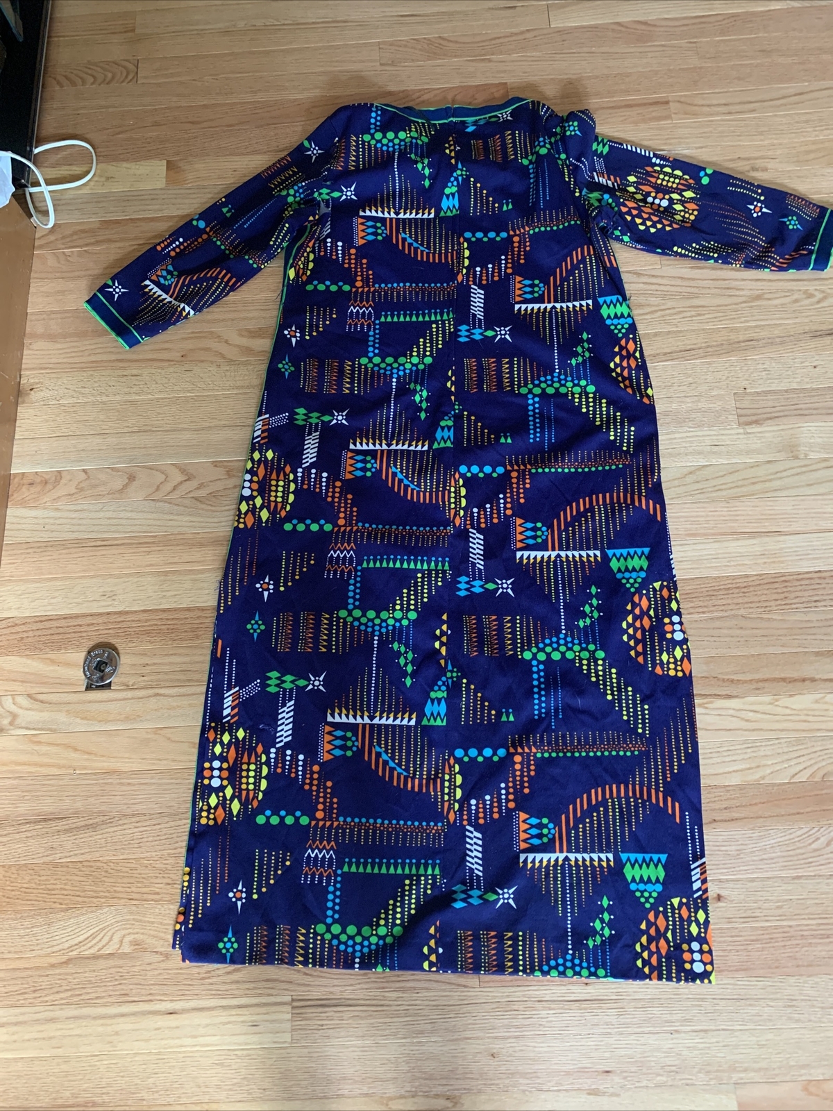 Mary Roberts New York Retro dress, House Coat 54” Long 1960s, 24” Chest Maxi