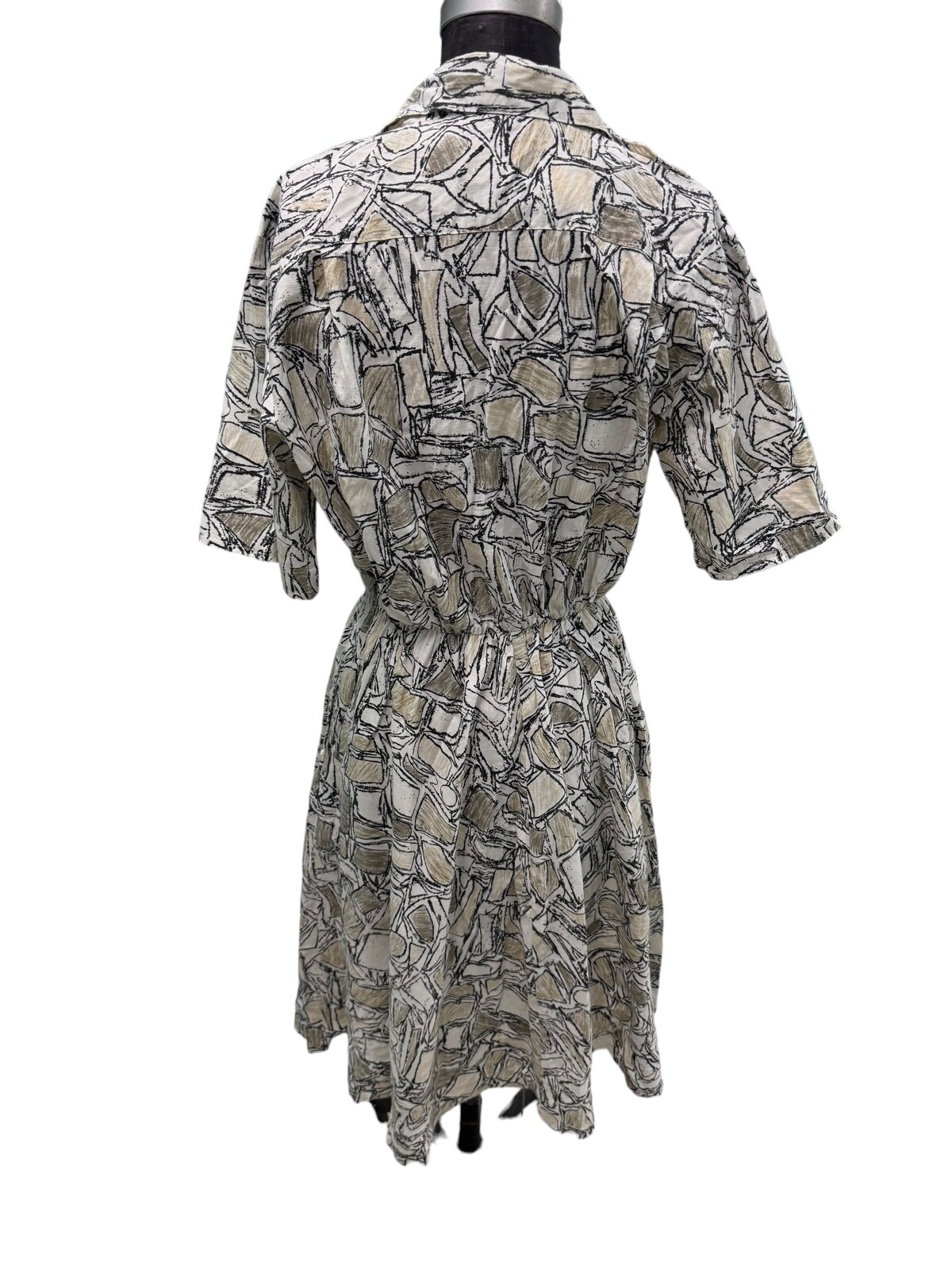 Vintage 1980s Sally Lou Abstract Pattern Cotton Dress Size 14