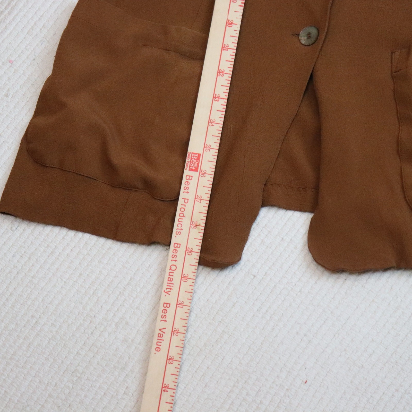 Vintage Carole Little Button Front Jacket Size 12 Rust Brown, Oversized Pockets