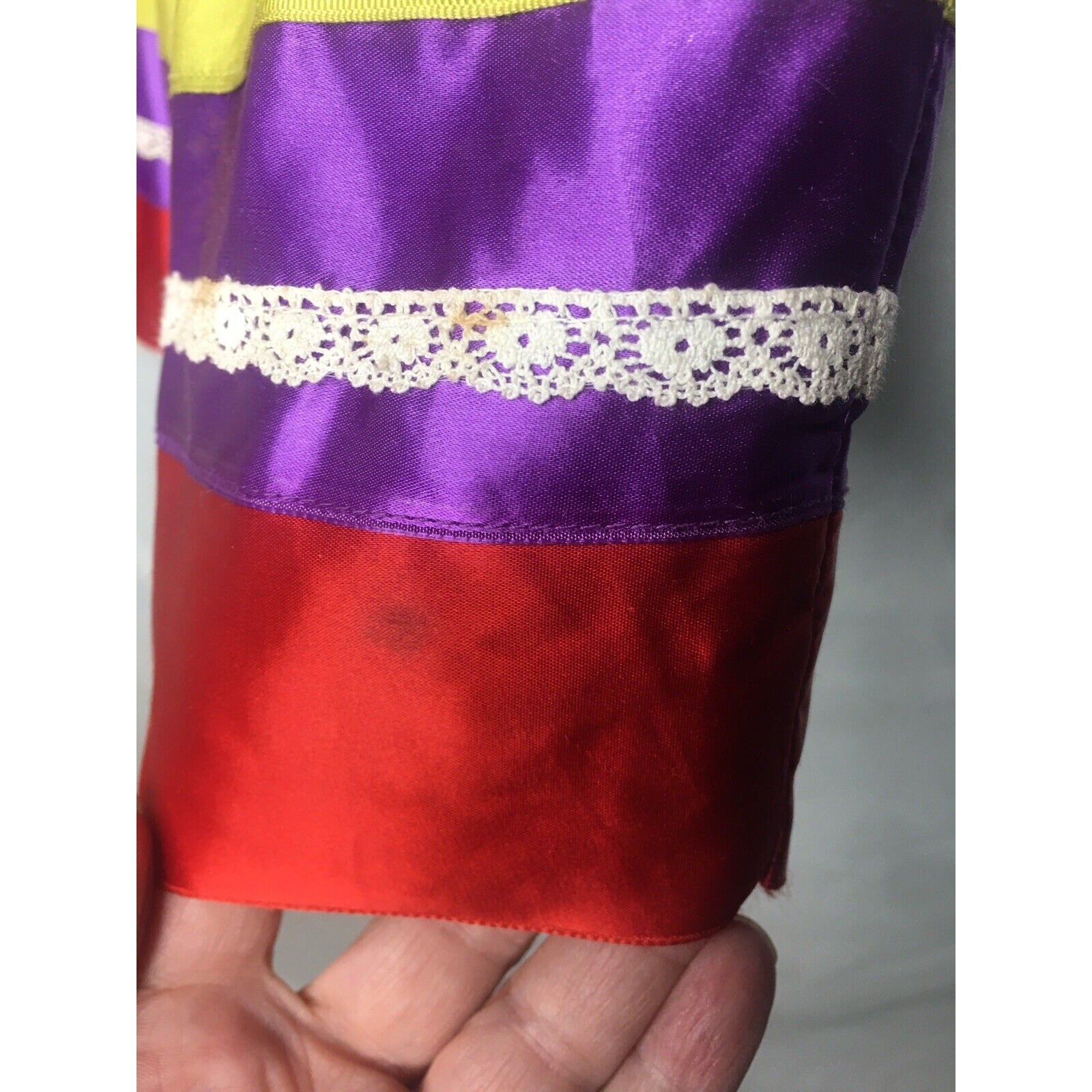 Ribbon Skirt Tiered Satin Lace Grosgrain Size XS Miss Pat Patsi Vintage