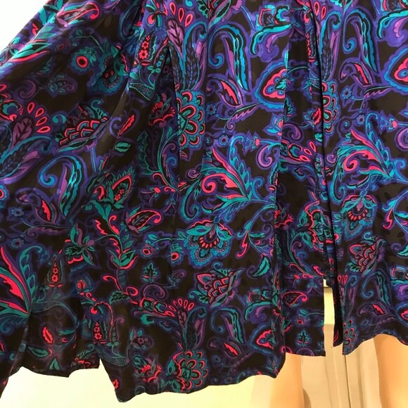 Vintage Diane Freis Multi-color Midi Floral Paisley Silk Dress Size 8/10 Medium