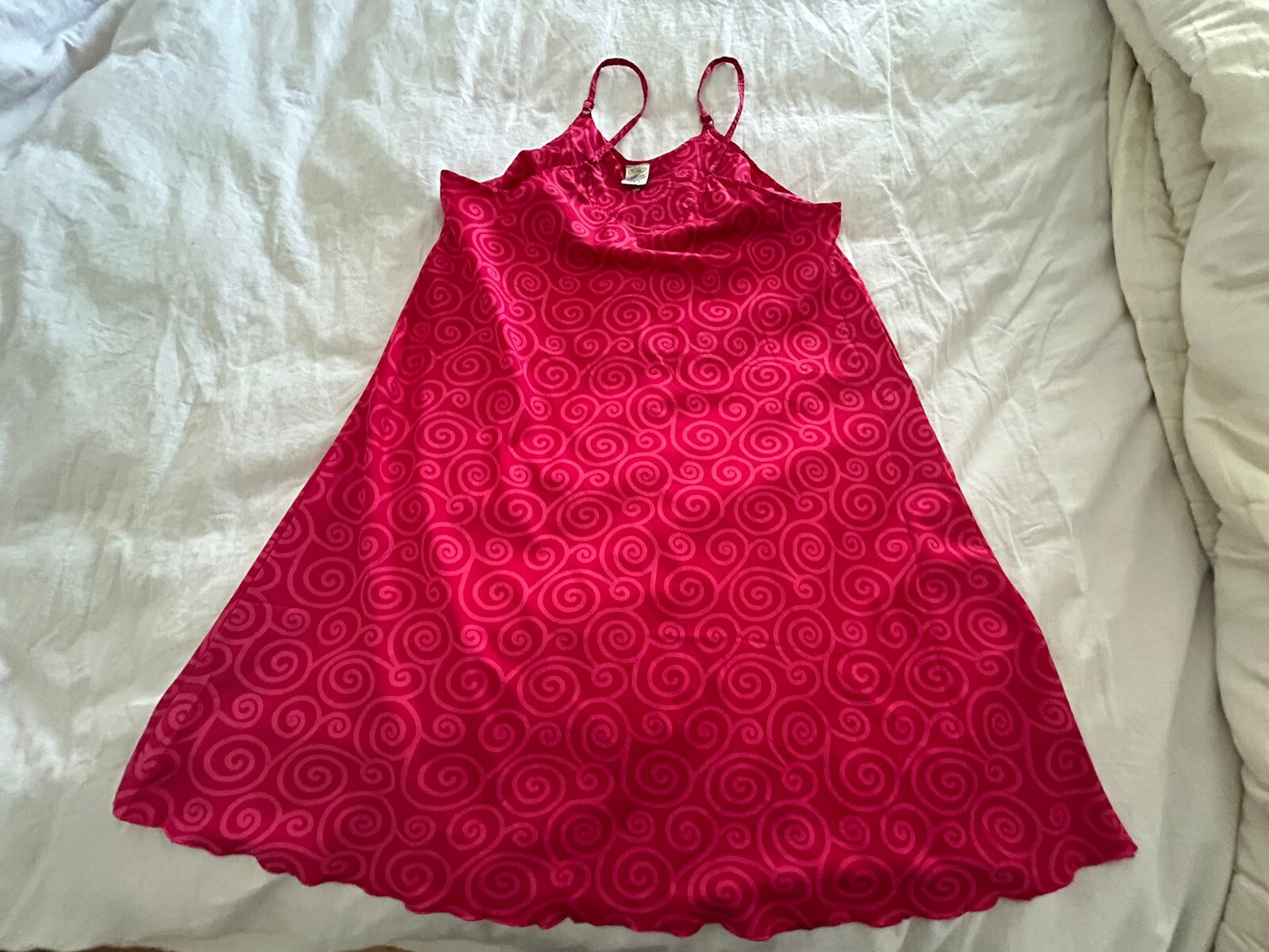 VINTAGE HAWAIIAN RIMA STRAPPY DRESS LARGE RED/PINK TERIVOILE