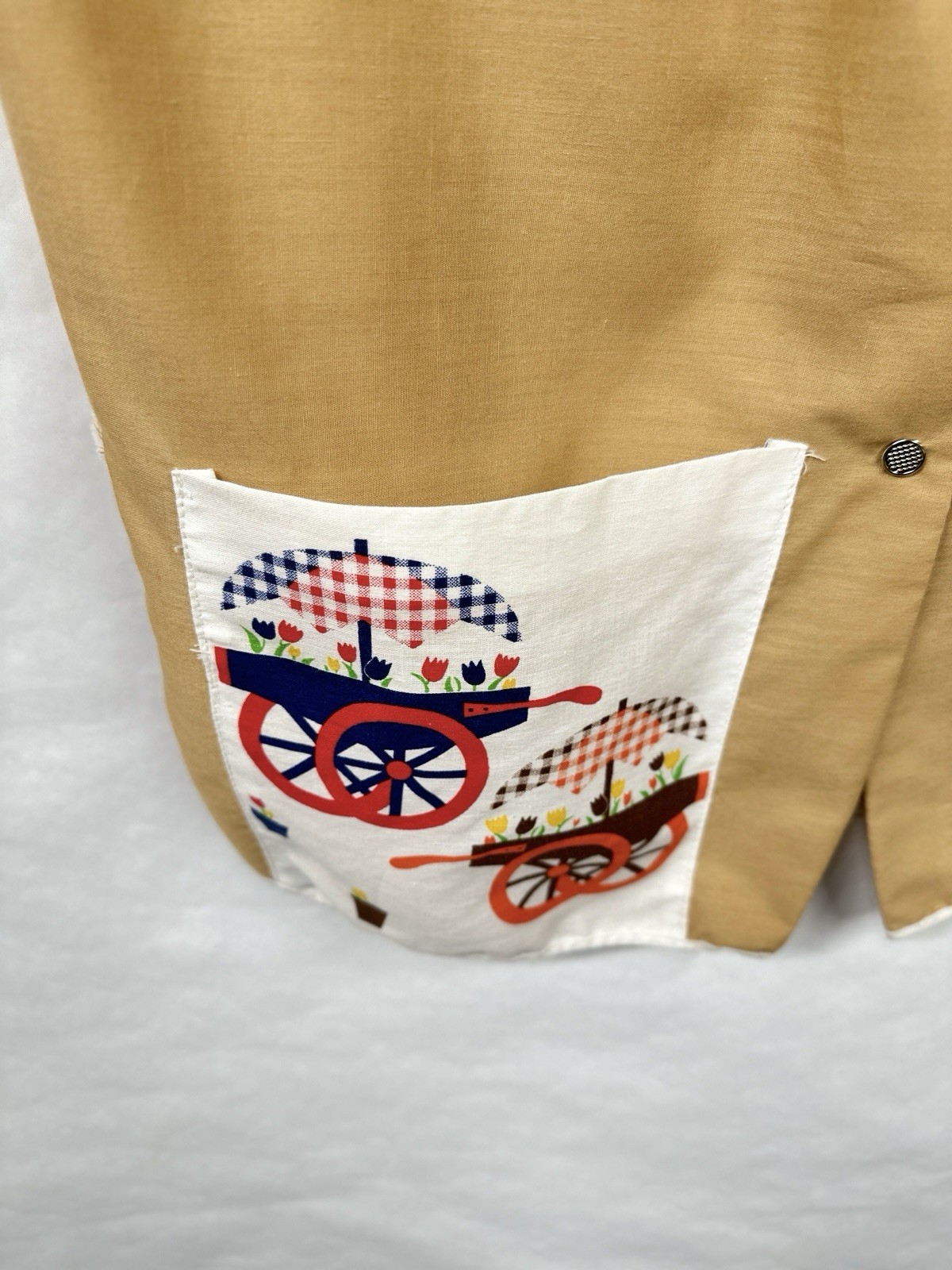 Vintage 70s Tunic Smock Gingham Wagon Artistic Creation Snap Front Small