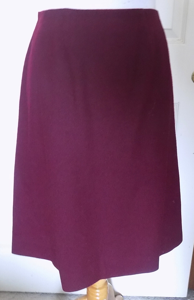 Vintage Dark Burgundy A Line Skirt Garland Downyspun Lined Wool Blend W24