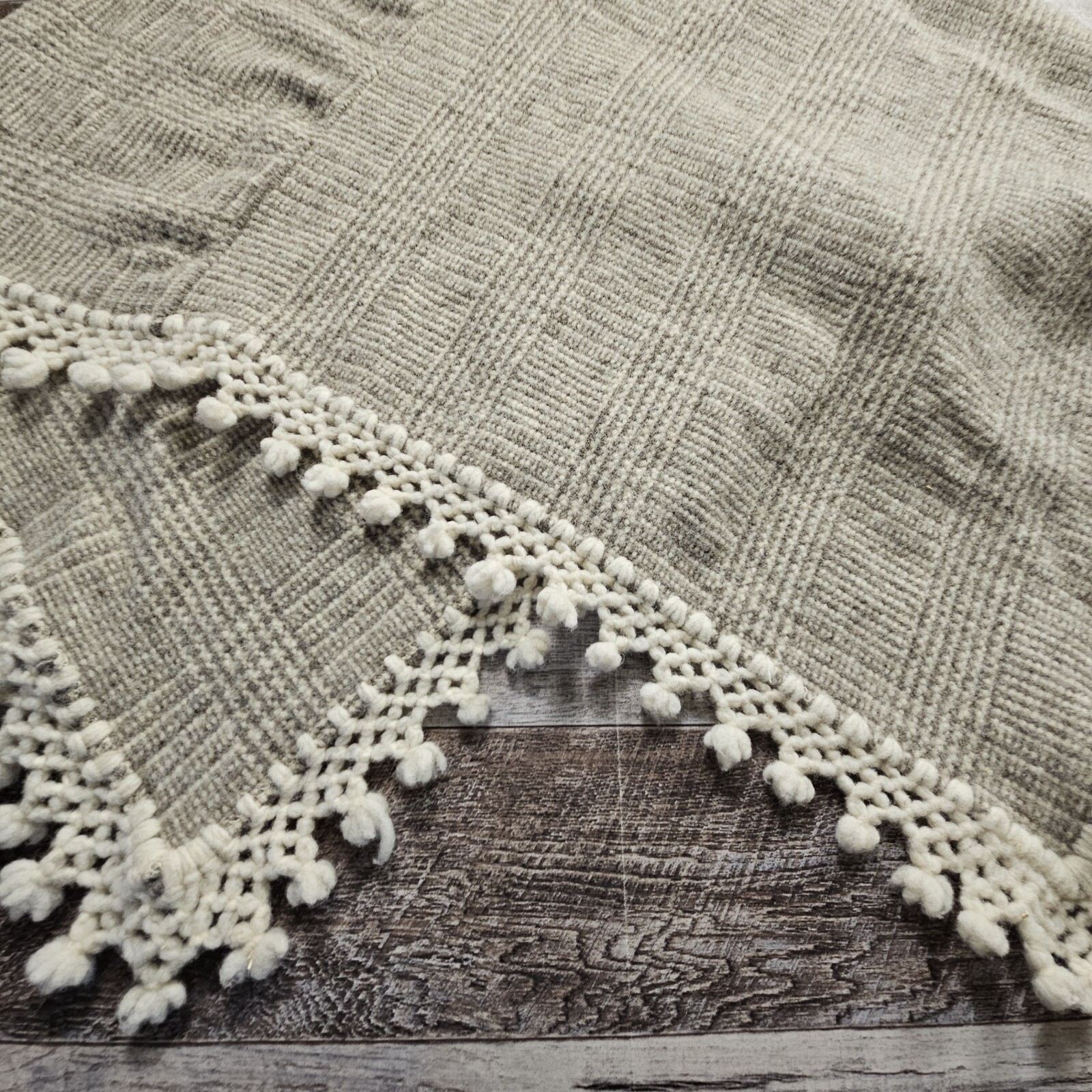 Wool Poncho Cape Fringe Handmade Mexico Vintage Crochet Hippie Boho Lagenlook
