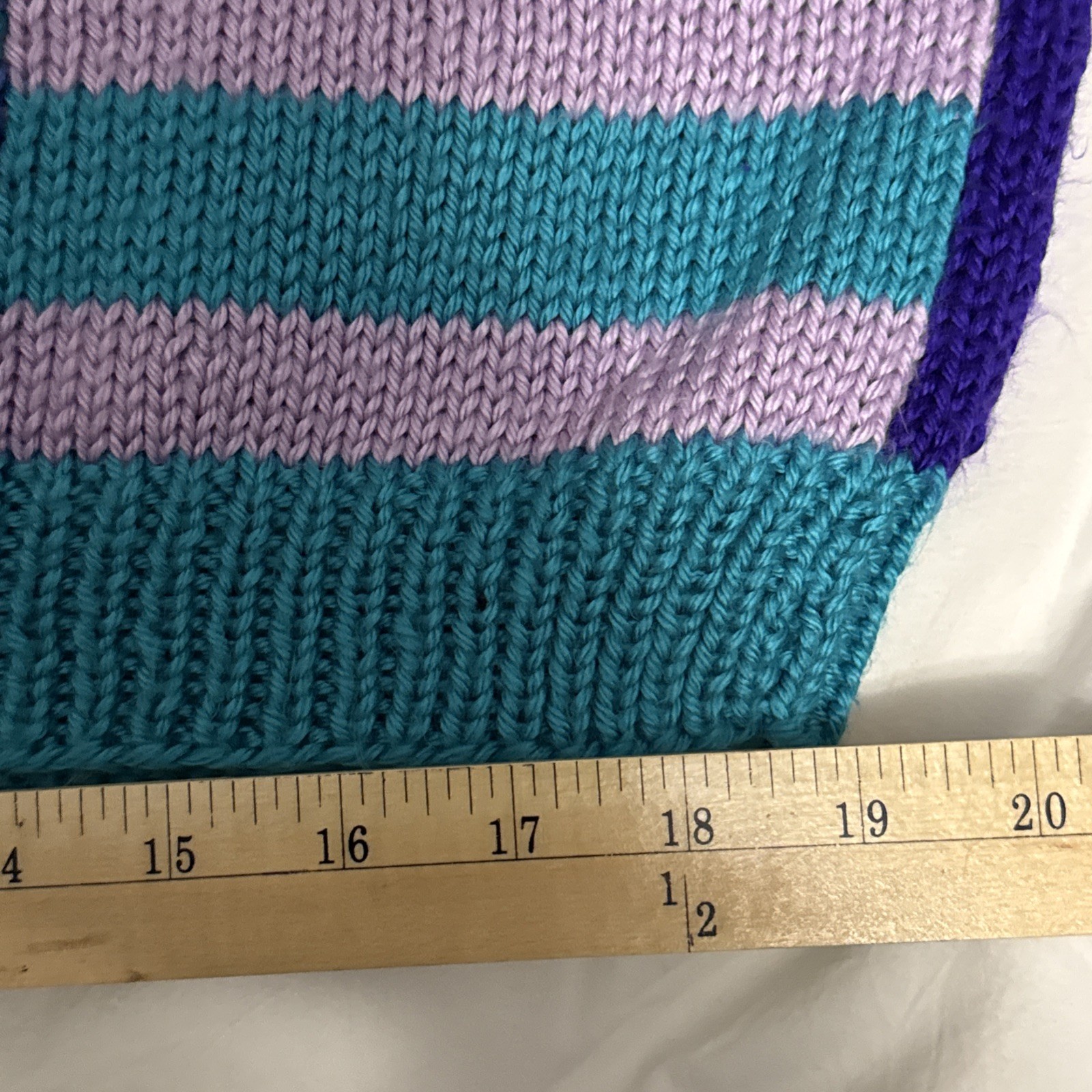 Vintage Handmade Knitted Purple Turquoise Colorblock Sleeveless Sweater Vest XL