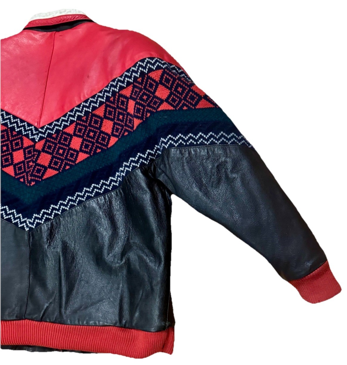 Vintage 90s IZZI Leather Lined Jacket Mixed Pattern/Color Sz. M