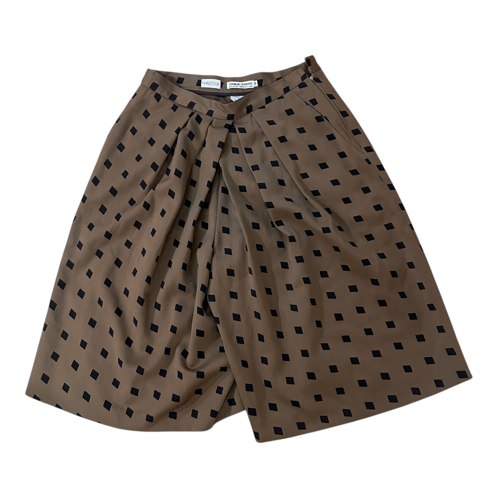 Giorgio Armani Vtg Wool Culottes Diamond Print Wide Leg Shorts IT 48 / Waist 30