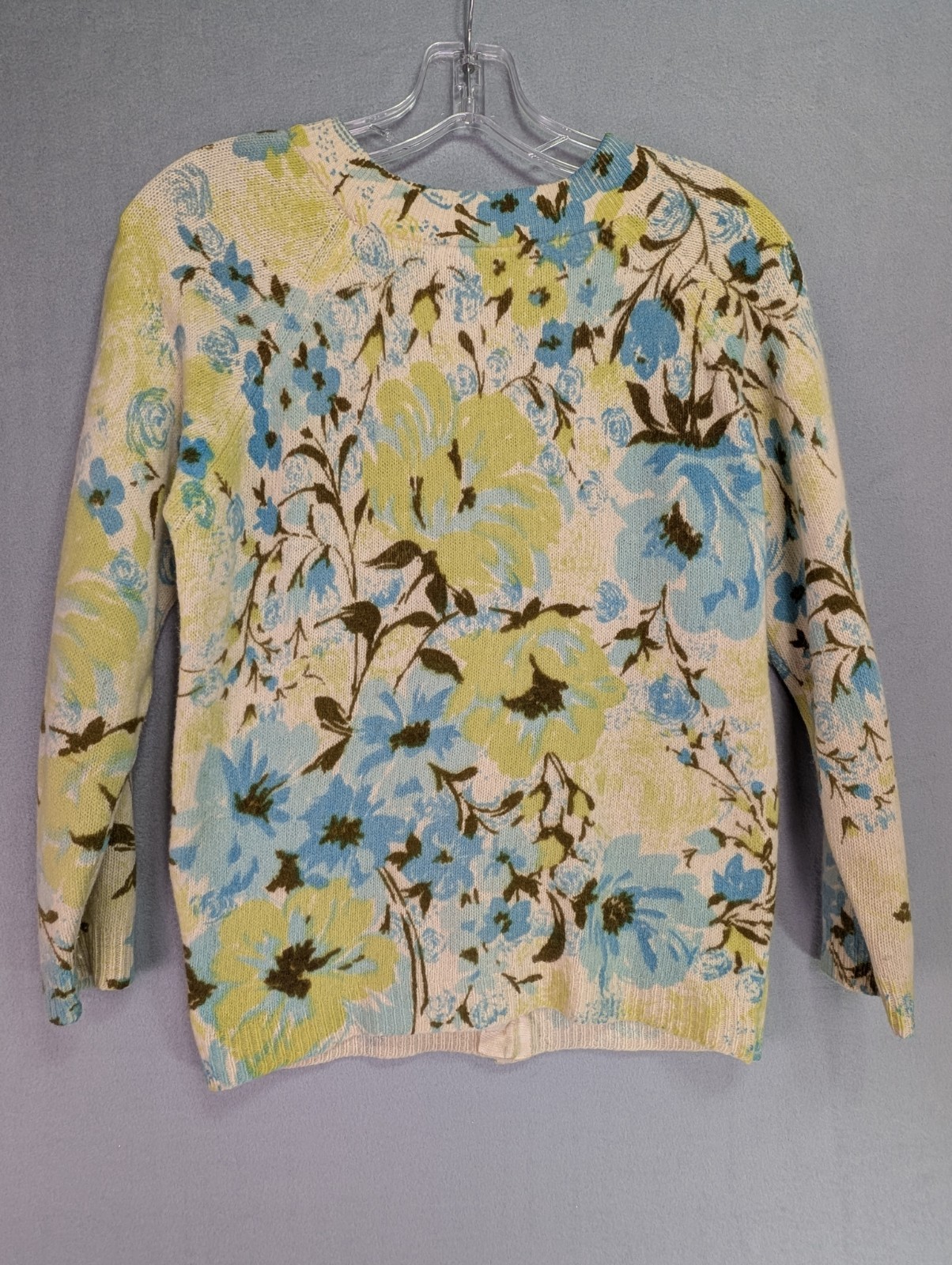 Vintage Kingsley Cardigan Sweater Small Yellow Floral Academia Librarian