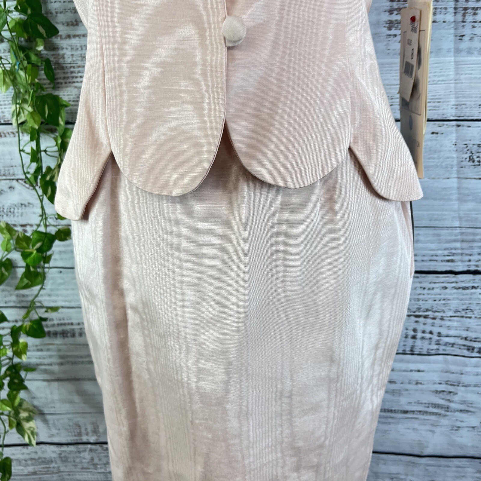 Scott McClintock 80s Vintage Pink Taffeta Lace Skirt Suit Size 8 Wedding Prom