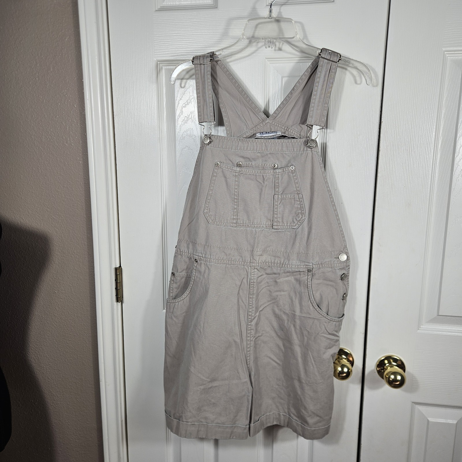 Honors Vintage 90s Tan Bib Overall Shorts L 100% Cotton Khaki Retro Streetwear
