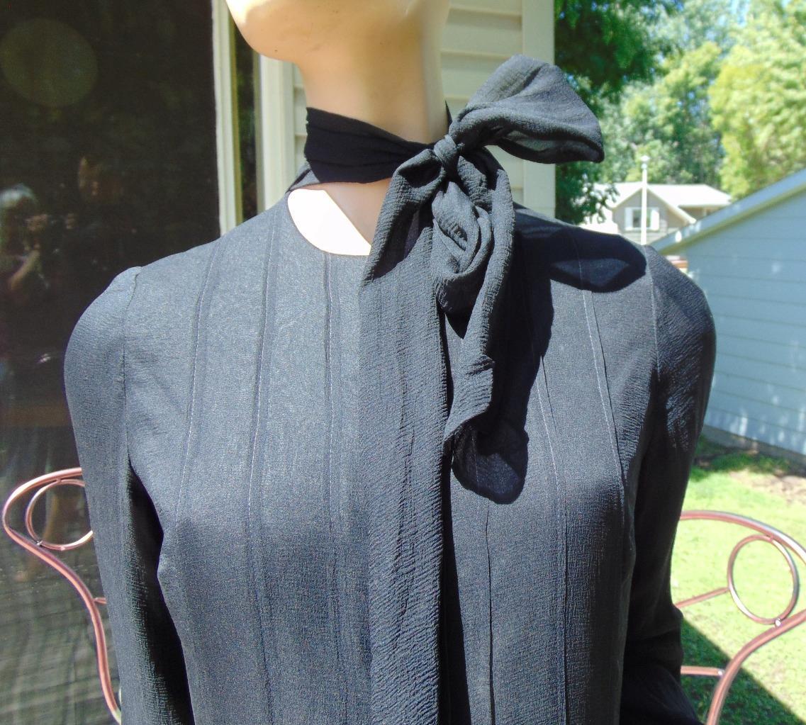 VTG 40s Chiffon Overlay Dress w Velvet trim 28W