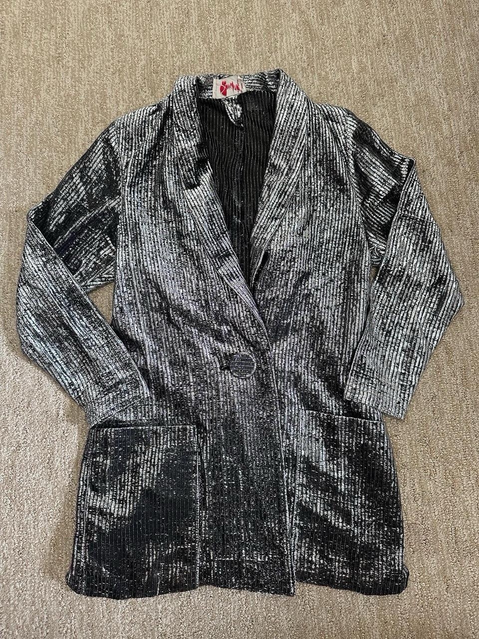 Black and silver vintage metallic women’s blazer scarlett jrs. Scarlett Juniors