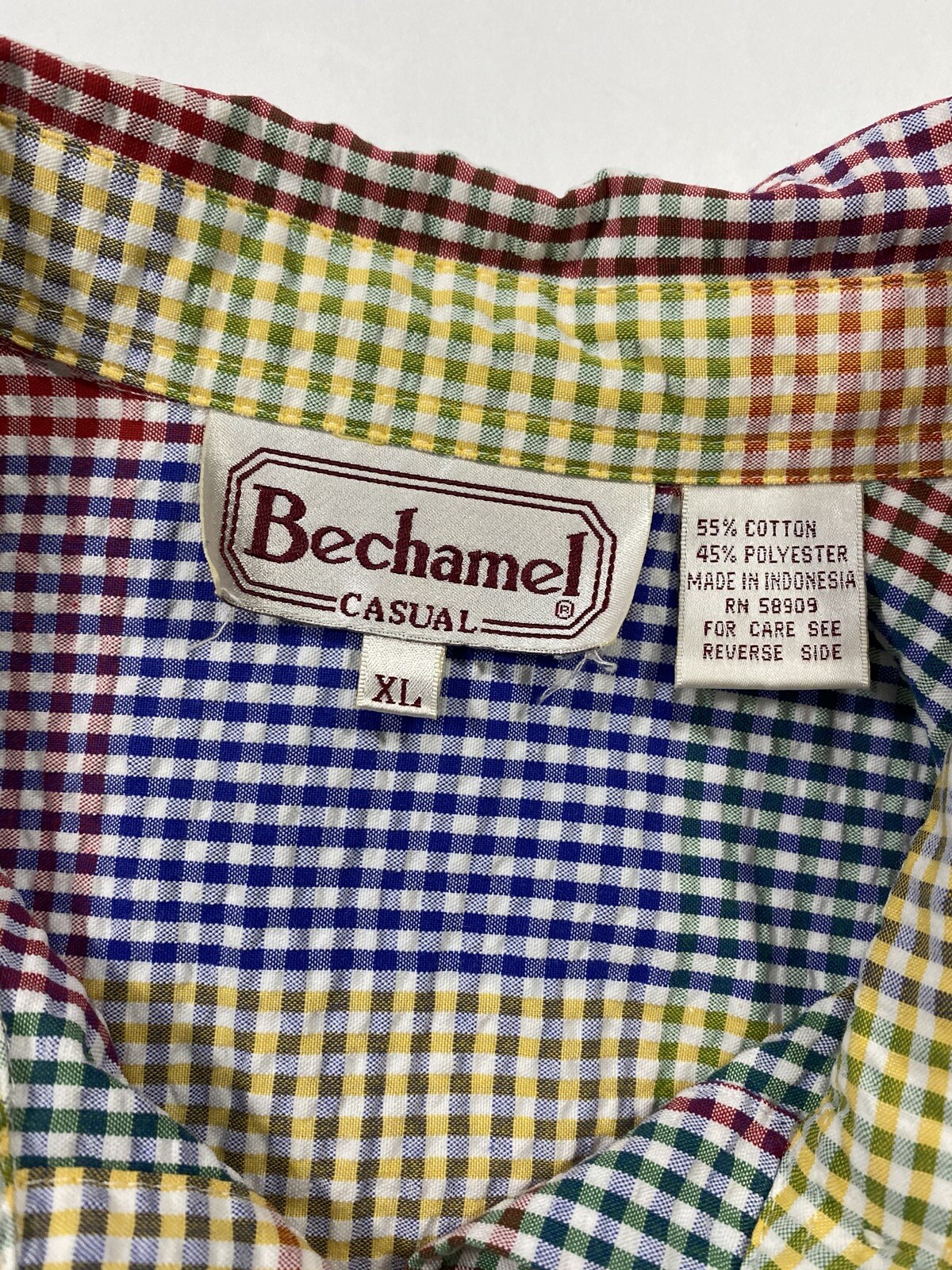 Vintage Womens Bechamel Casual Colorful Shirt Short Sleeve Button Sz XL USA Made