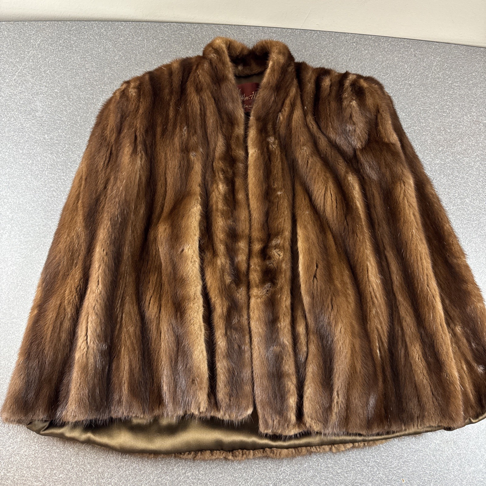 Vintage Wm H Block Brown Fur Cape Jacket Coat Fur Salon One Size