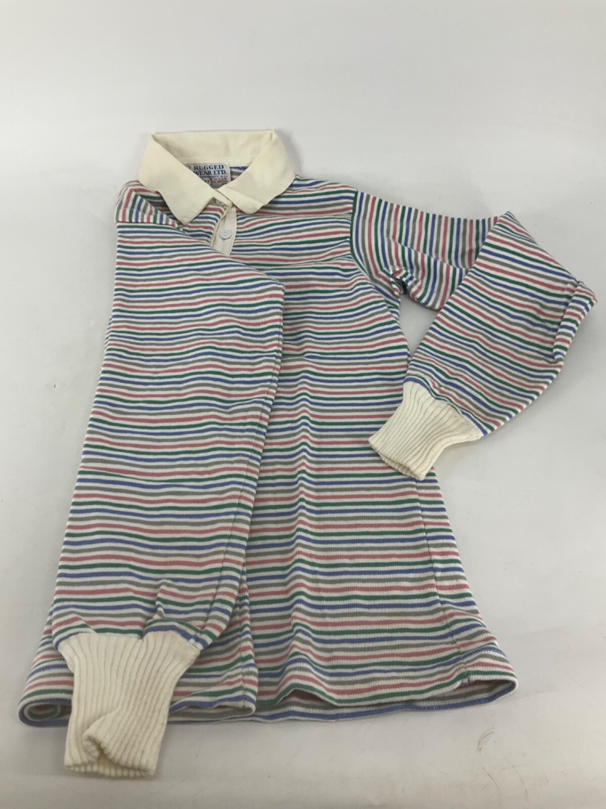 Vintage Women’s Rugged Wear Ltd Heavy Cotton Polo Pastel Stripes USA Size M