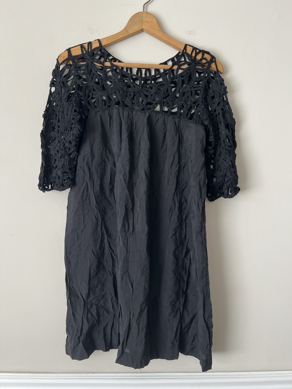 Vintage LuLu’s Cotton & Silk Little Black Dress Size Medium