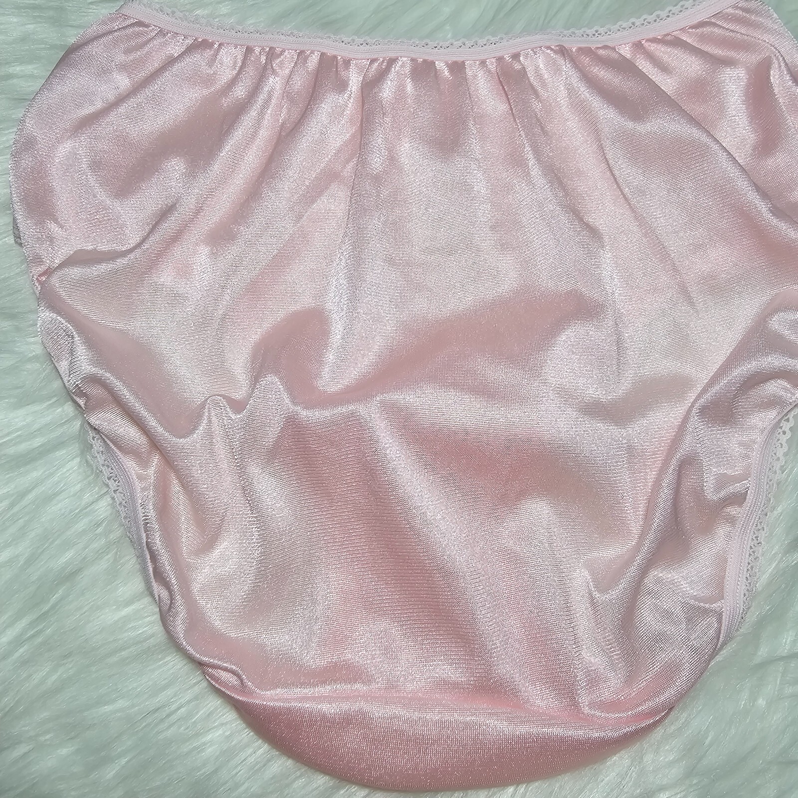 Vintage Silky Pink Panty 100% Nylon Sissy Sheer Brief Size 6-7 Hip 35-39″