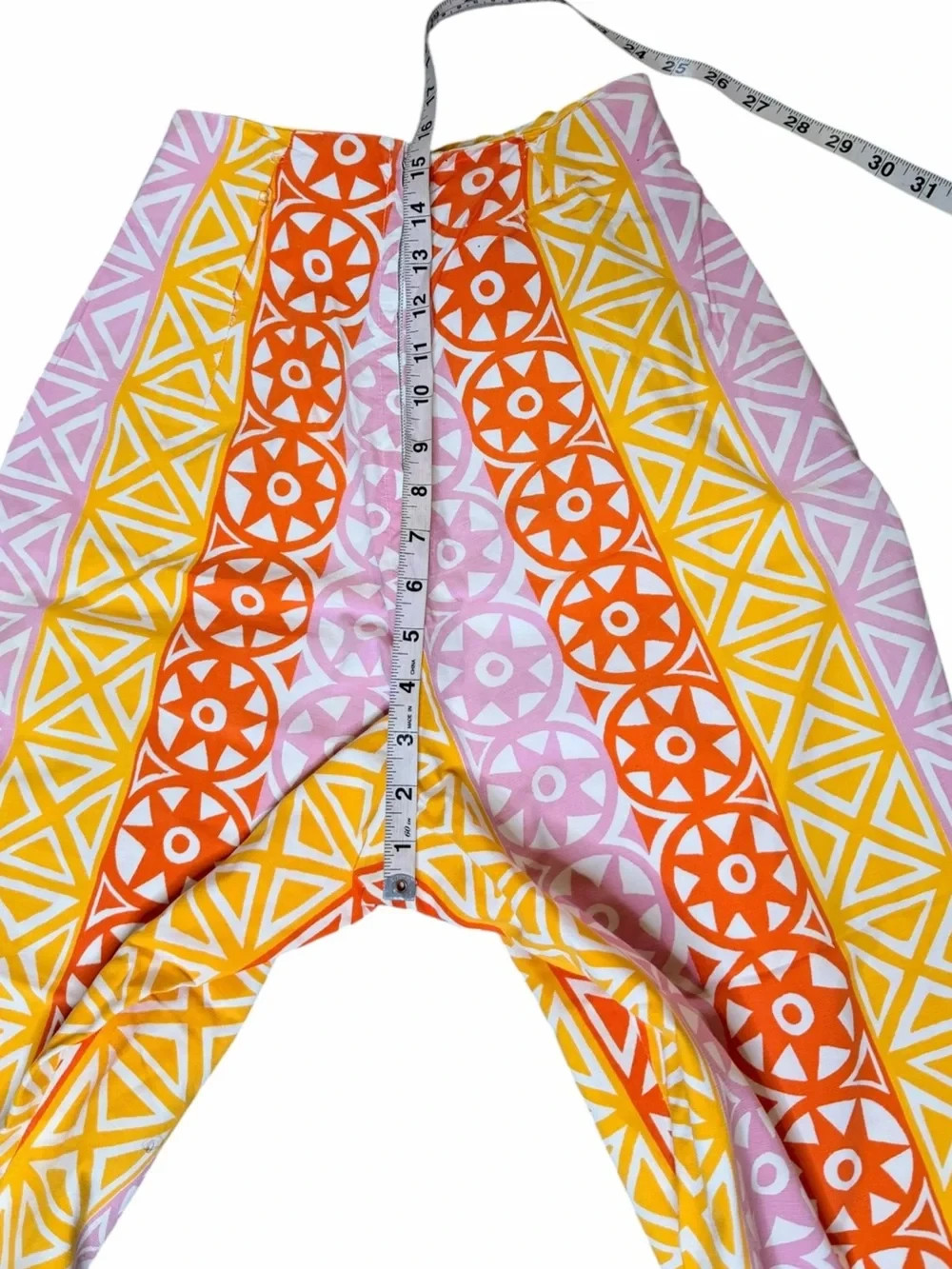 VTG 60s Mod Psychedelic Capri Pants XS Pink Orange Yellow Zip Ankle