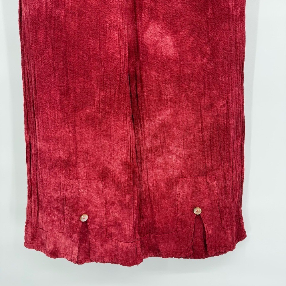 Cotonways Vintage Textured Pull On Pants Elastic Waist Boho Resort Cottagecore