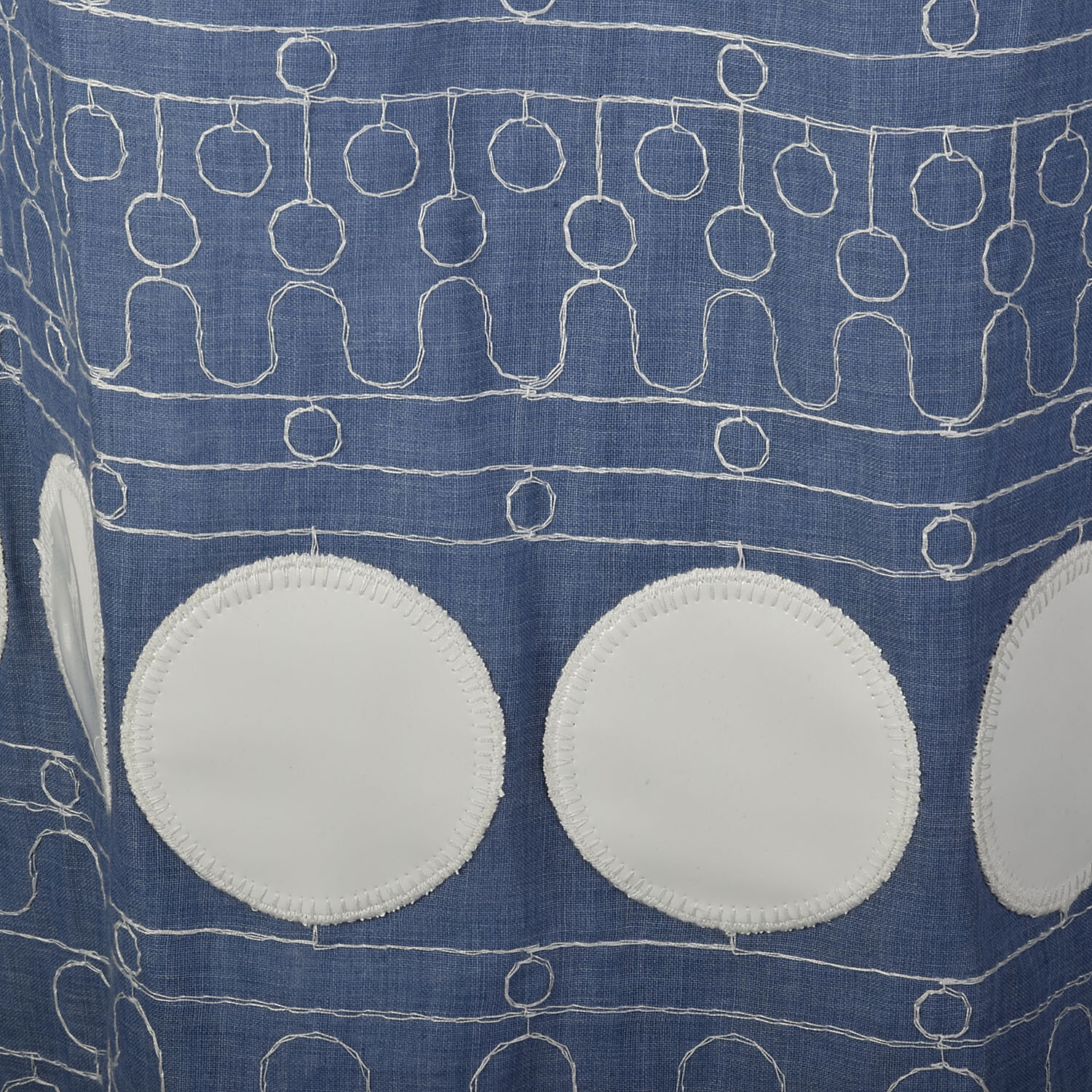 Small 1970s Estelle Albus Chambray Maxi Dress with Vinyl Polka Dots VTG 70s