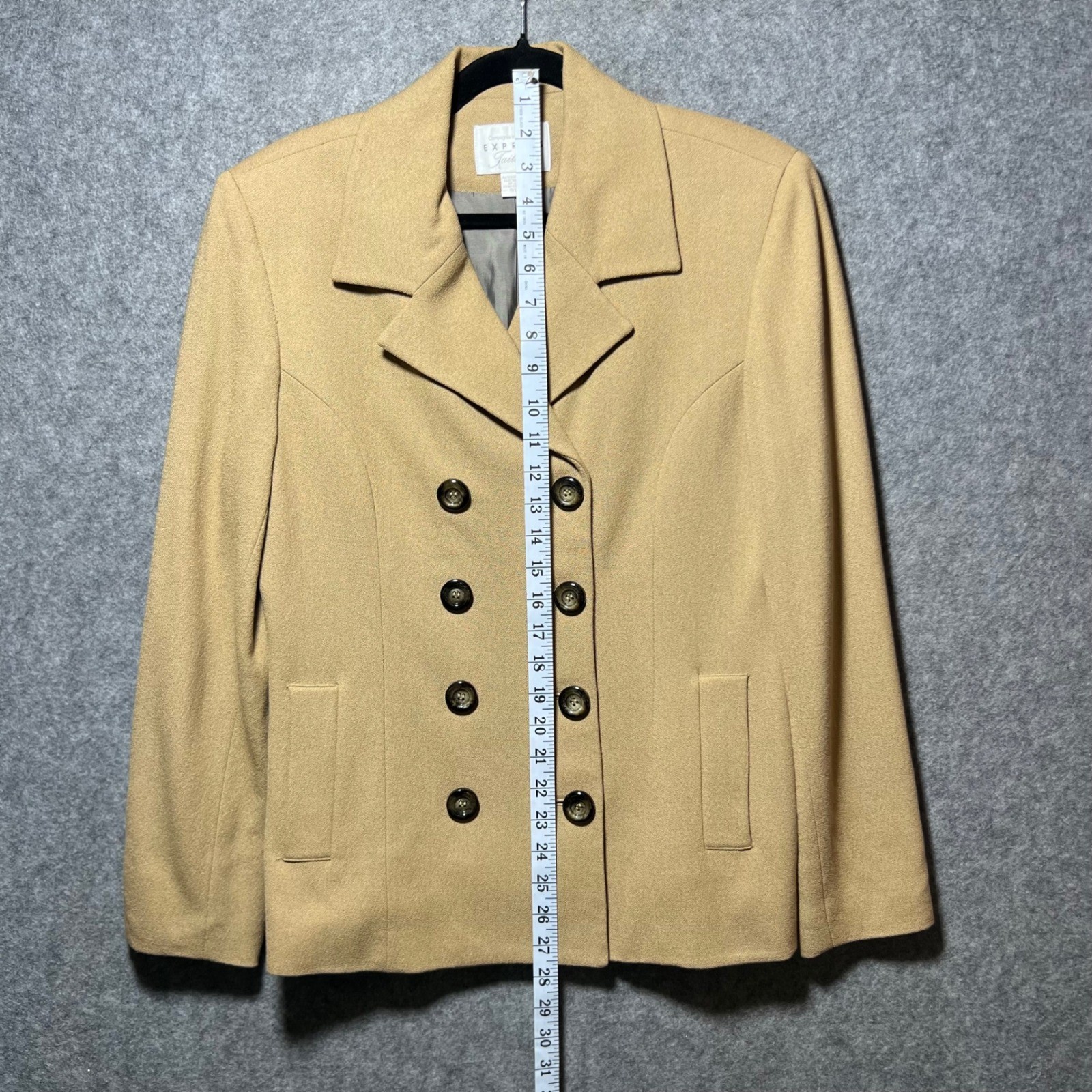 Vintage 90s 3 Piece Suit Set 9/10 Camel Tan Wool Blend Blazer Pant Skirt Lined
