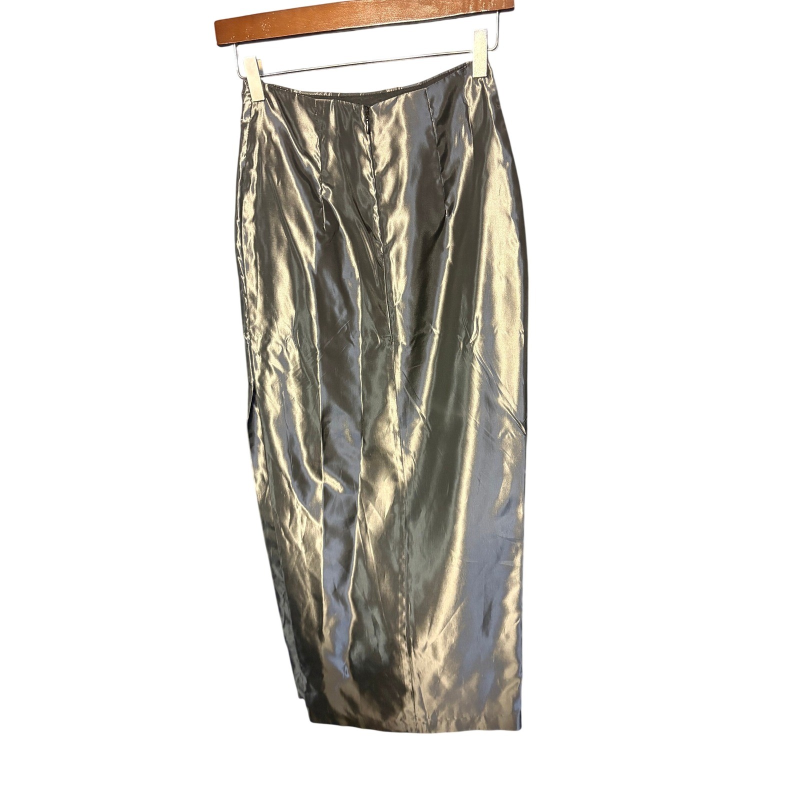 Vintage Jessica McClintock Gunne Sax Metallic Silver Maxi Skirt Pewter Size 5