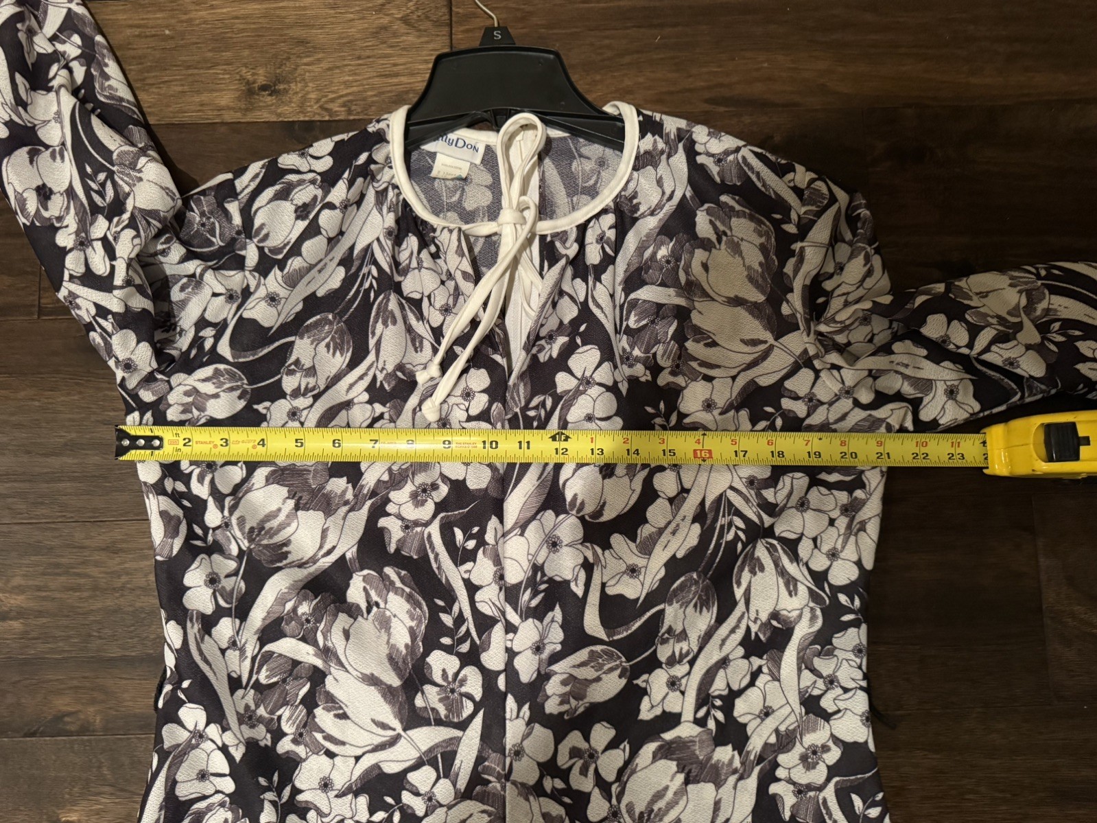 Vintage Nelly Don Shift Dress Black & White Floral Midi Back Zip w/ belt-Size18