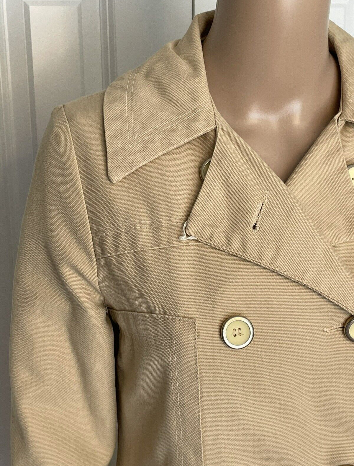 Vintage Jerold Outer Banks Collection XS Beige Double Breasted Lined Jacket Coat