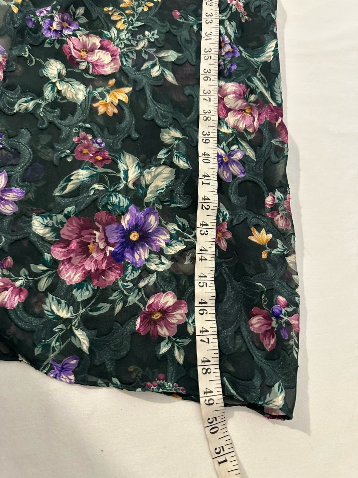 Vintage 90s Dark Semi Sheer Floral Maxi Robe Whimsigoth Wrap Duster Lightweight