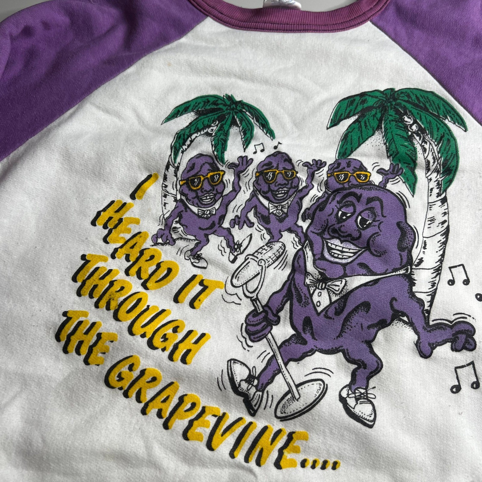 Vintage 80s California Raisins Sweatshirt Purple Raglan American Sportswear L