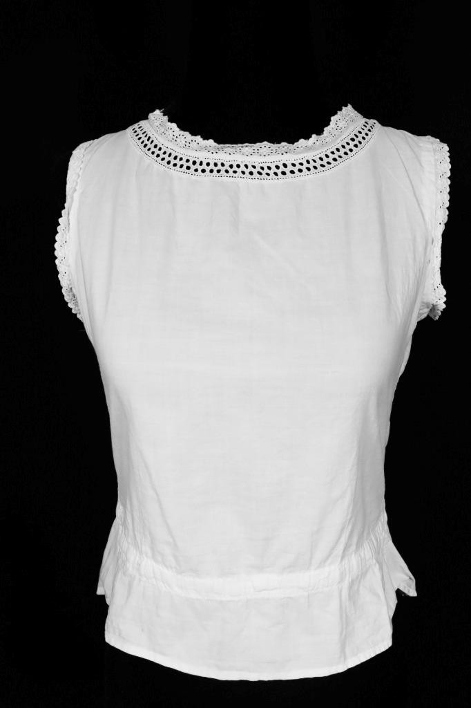 Antique French Edwardian White Cotton Camisole 34″ Bust Size Small