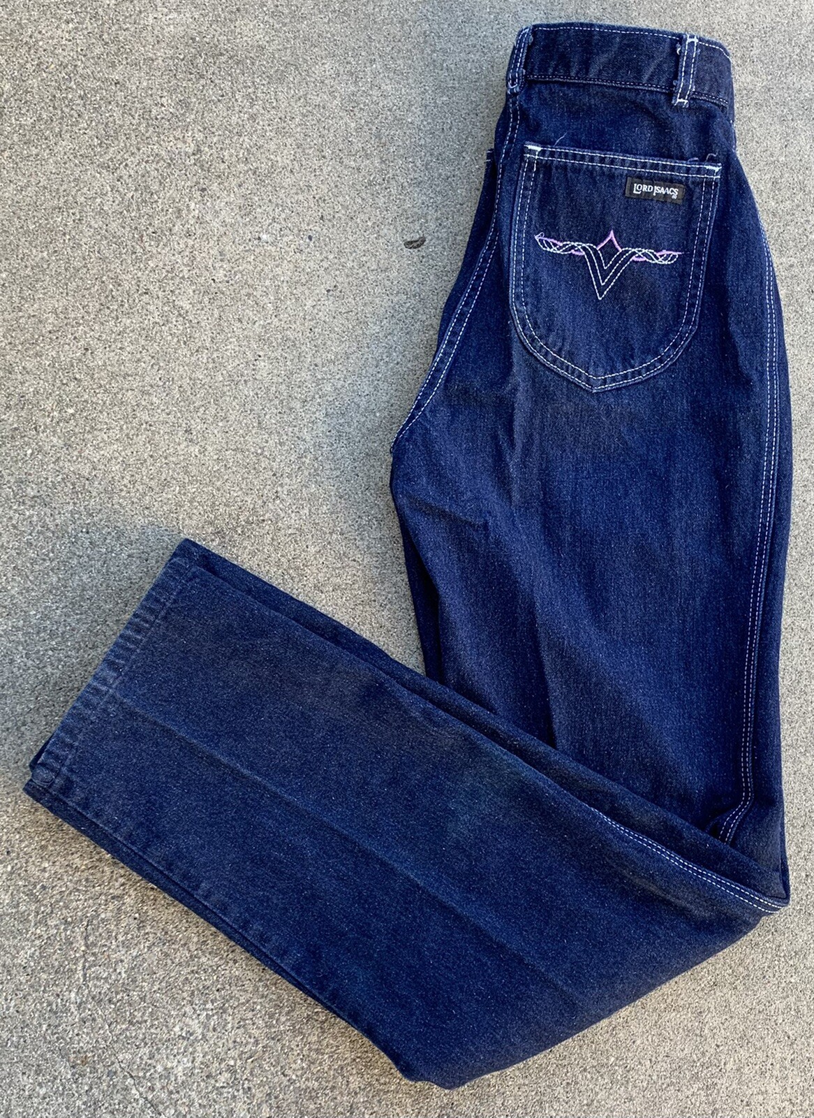 Lord Isaacs High Waist Jeans Talon Zip Embroidered Western Pockets 70s 80s Vtg