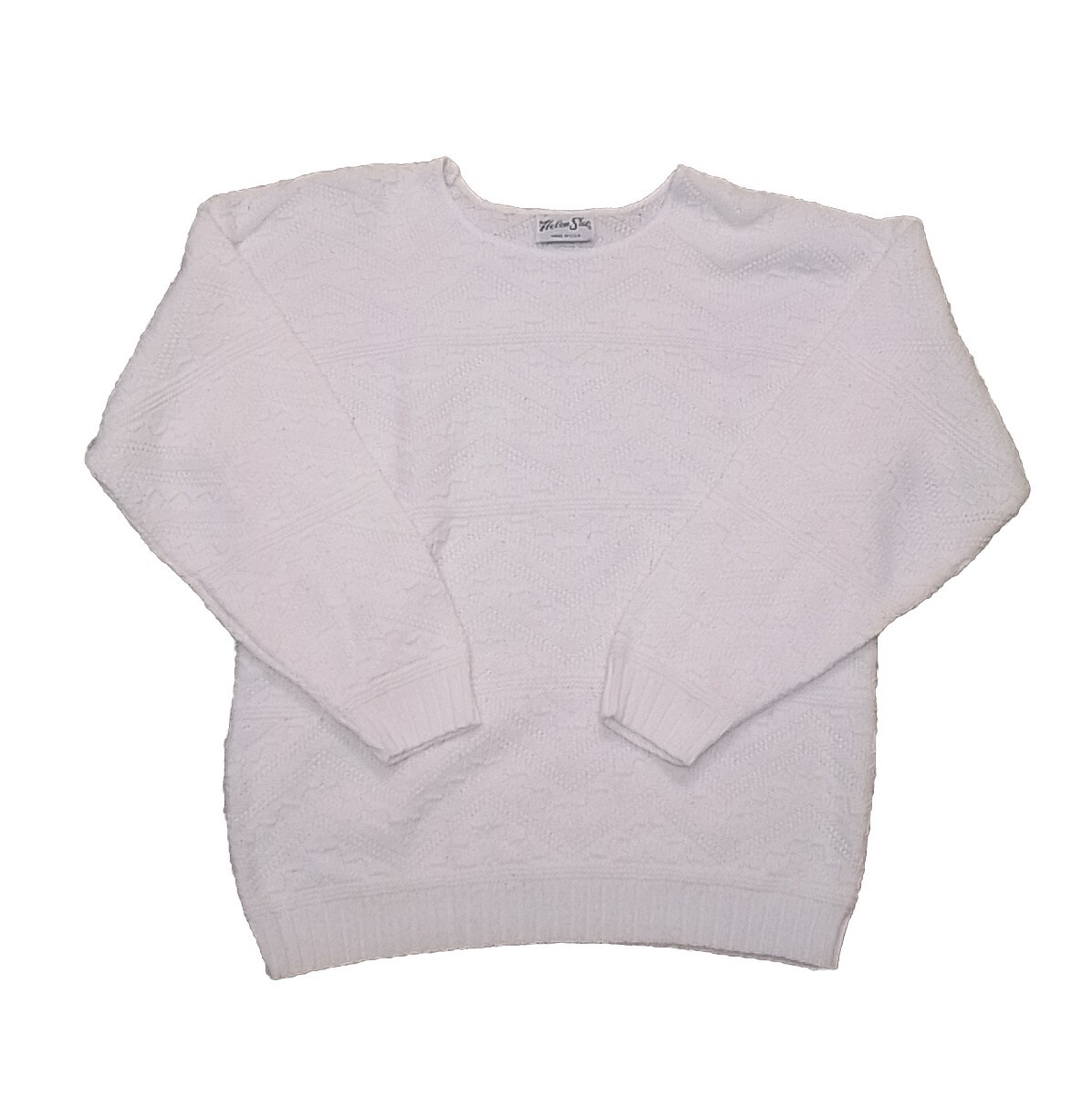 Vintage Helen Sue Sweater White acryllic USA vintage size 14 see measure Hole