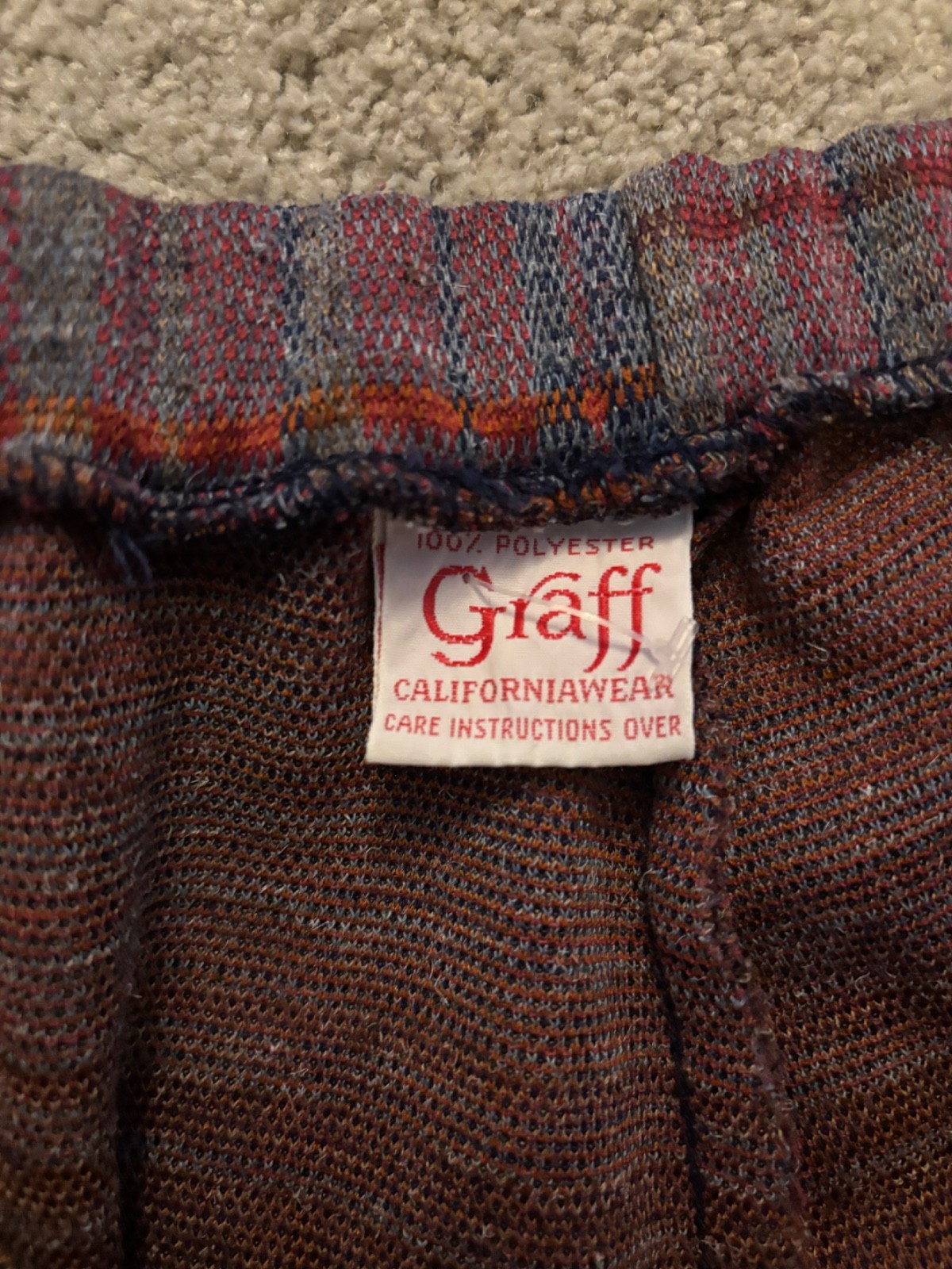 Vintage Graff Californiawear Polyester Retro Red and Blue Plaid Stretch Pants