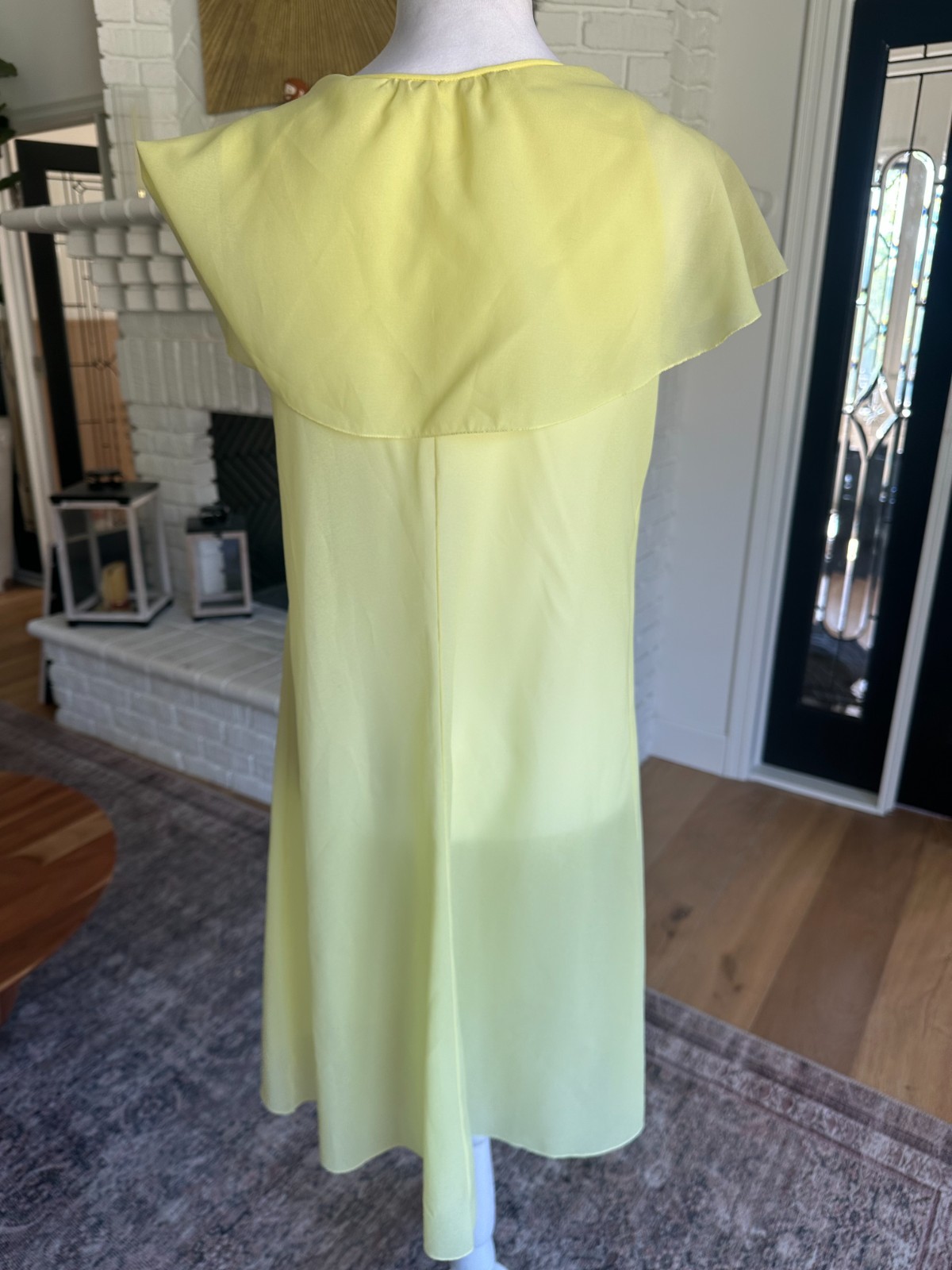 Vintage 70s Lala’s Saks Fifth Avenue Chiffon Nightgown Peignoir Gown Yellow
