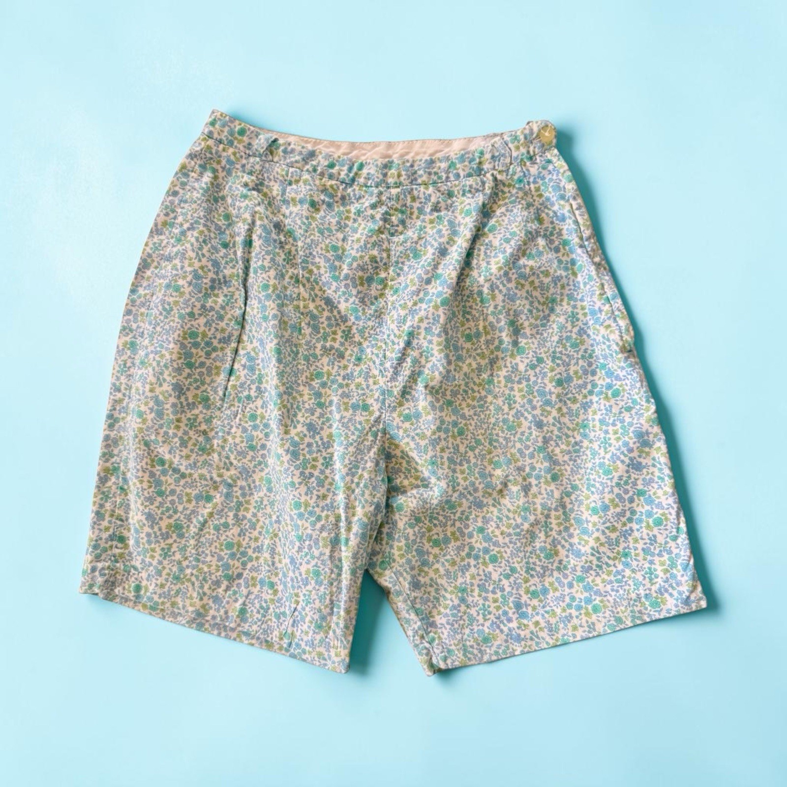 Vtg 50s Regal Of California Blue Floral Hi Waist Shorts S/M Sanforized Cottage