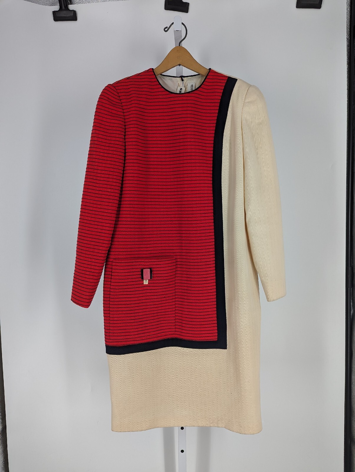 David Hayes for Neiman Marcus Vtg 80s OpArt New Wave Memphis Group Dress 36″