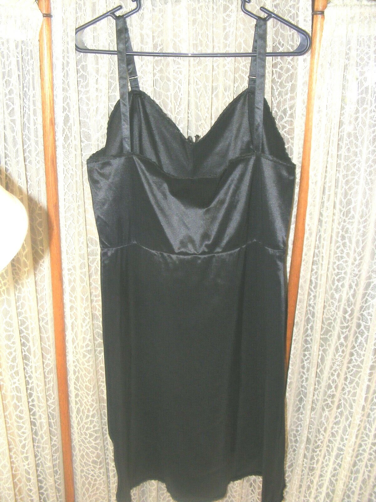 60s Full Slip Black Nylon Philmaid 34B Deadstock w/tag Vintage Lingerie S